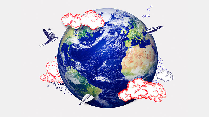a blue globe